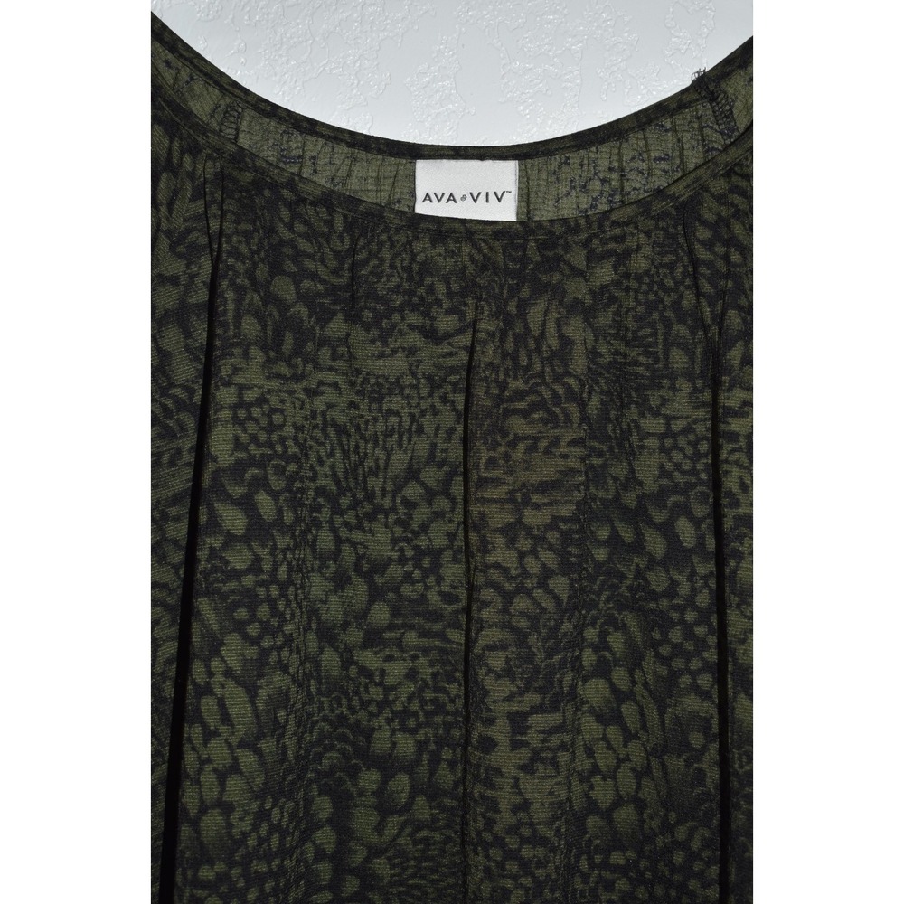 Ava & Viv Top 3X Green Floral Stretch Long Sleeve Lightweight‎ Flowey Pullover - Picture 7 of 16
